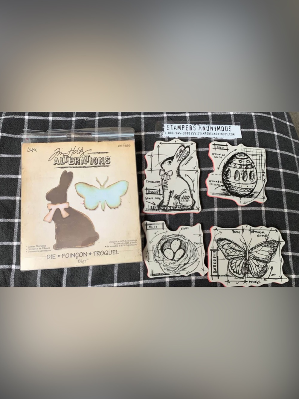 Sizzix Tim Holtz Bigz die Easter elements & Stampendous Stamp Set.